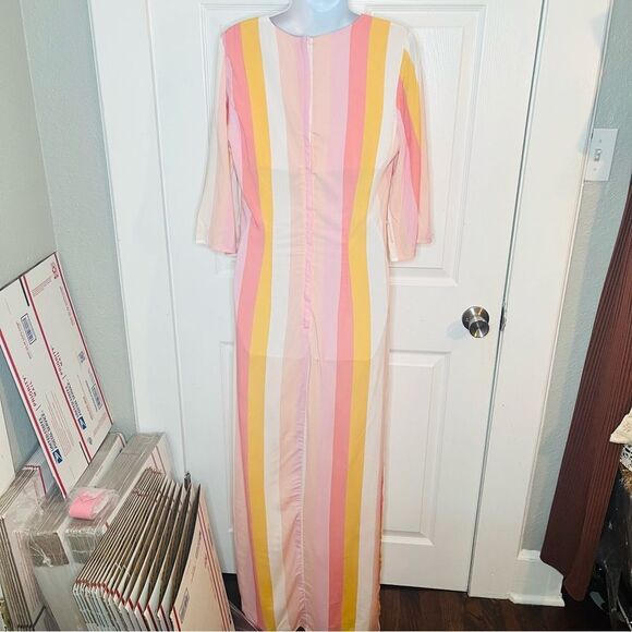 ModCloth Collectif Stripe Sorbet Soiree Maxi Dress Pink Multicolor Resortwear 6 - Picture 8 of 13